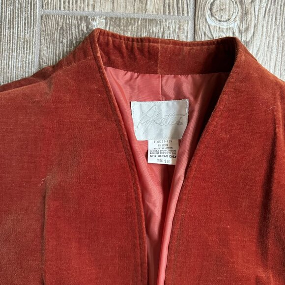 Vtg‎ Orange Velveteen Blazer By Pykettes 16 Preppy Academia Classic Jacket - Picture 4 of 8